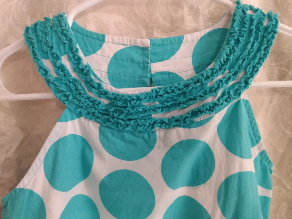 Vestido de algodón blanco azul lunares y volantes J caqui niñas 10 Foto 4 de 4