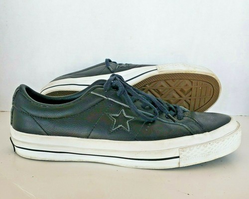 Converse One Star Leather Ox Low Top Black White Mens 7.5 Womens 9 - Picture 2 of 11