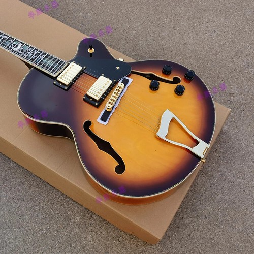Hochwertige Semi-Hollow Jazz E-Gitarre, Blumen Griffbrett, Knochenmutter - Bild 9 von 10