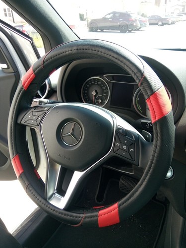 Cubierta de volante 2018 negra y roja sin cordones estilo PU ajuste perfecto antideslizante - Imagen 8 de 9