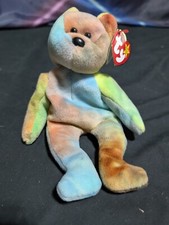 TY Beanie Baby GARCIA the Ty-dyed Bear 4th Gen hang tag PVC Pellets *MWNMT* 2