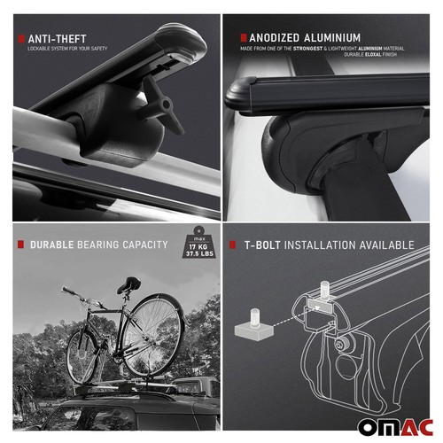 Bike Rack Carrier Roof Racks Set for GMC Terrain 2018-2024 Black 3x - Picture 3 of 10