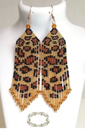 Boho -Native American Style Cascading ‘Feathers' Beaded Earrings - Picture 24 of 34
