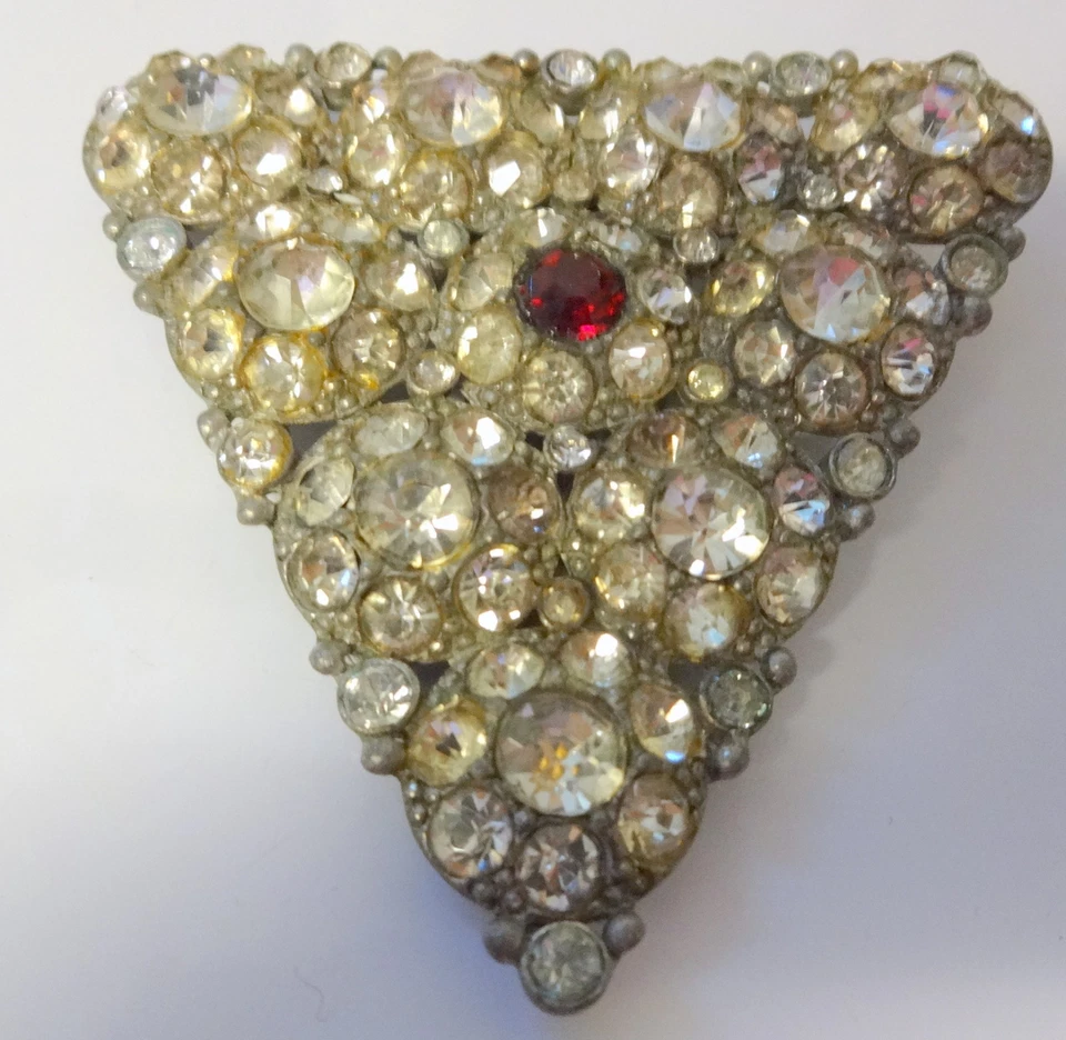 Antique Vintage Victorian Edwardian Clear Rhinestone Huge Dres Clip RARE Old - Image 2 of 4