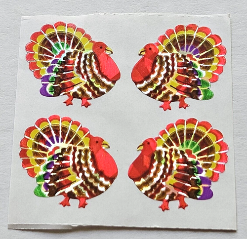 Vintage Sandylion prismatische Truthähne Thanksgiving Feiertag Aufkleber Mod bunt - Bild 2 von 4