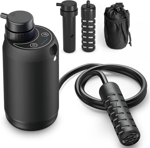 Portable Camping Water Purifier Dual 0.01 Micron Water Filtration System Black - Picture 2 of 7