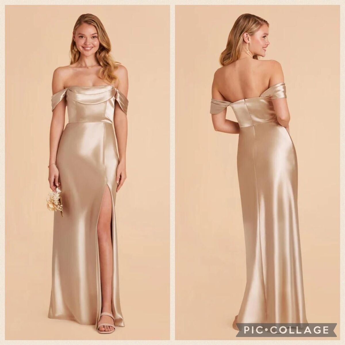 Birdie Grey Mia Convertible Dress Champagne Shiny Satin Size XS Bridesmaid Dress eBay
