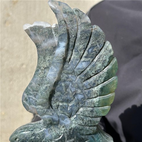 1.51LB Natural Aquatic agate Eagle Quartz Crystal Carved Skull Reiki Gem XK2843 - Picture 13 of 15