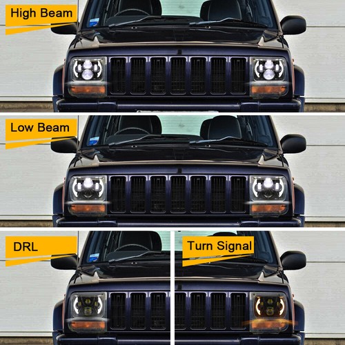 Pair 7x6" LED Headlights High-Low DRL Turn Signal for Mazda B2600 1987-1993 - Picture 2 of 12