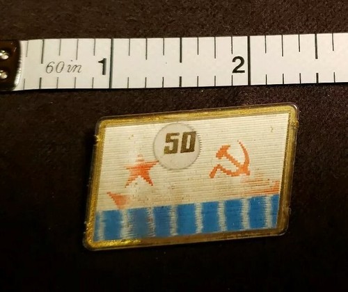 Vintage Russian Soviet USSR CCCP 50 Years Red Battleship Sea Lenticular Pin  - Picture 3 of 4