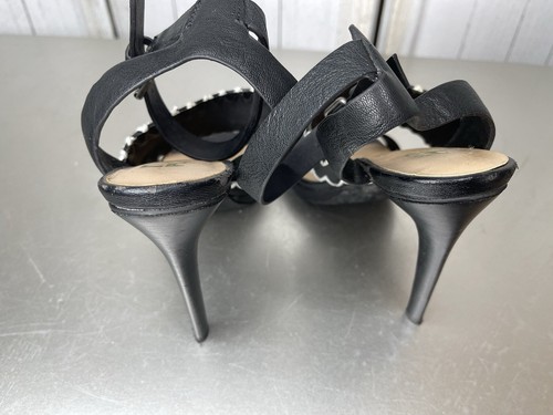 Joe’s Jeans Women's 7.5 Black Leather Ankle Cuff High Stiletto Heels - Picture 6 of 8