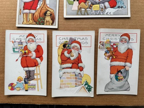 Antique Christmas Postcard Whitney Made Classic Santa Claus Toys Classic Lot - Picture 3 of 4
