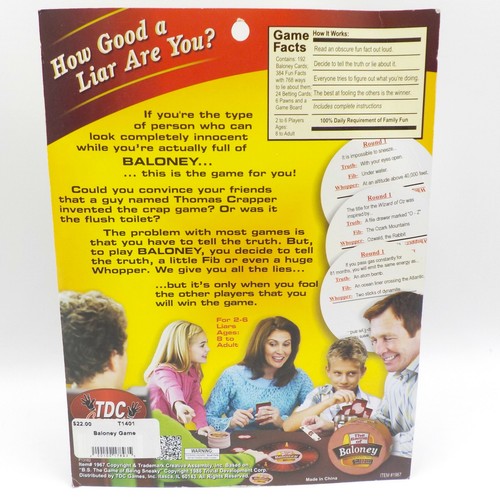 Game Of Baloney Fibbing Fun For The Whole Family Ages 8 To Adult / 2 - 6 Players - Picture 4 of 7