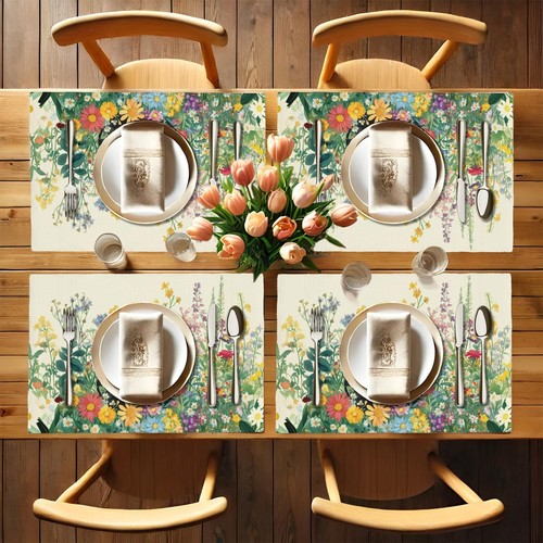 Black Cat Placemats Set of 4-12x18 Inch Heat-Resistant Washable Non-Slip Dura... - Picture 6 of 7