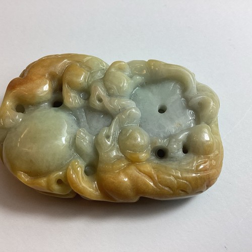 Tan & Brown Two Sided Jadeite Foo Dogs, Lucky Coin, Pearl Translucent Pendant - Picture 3 of 14