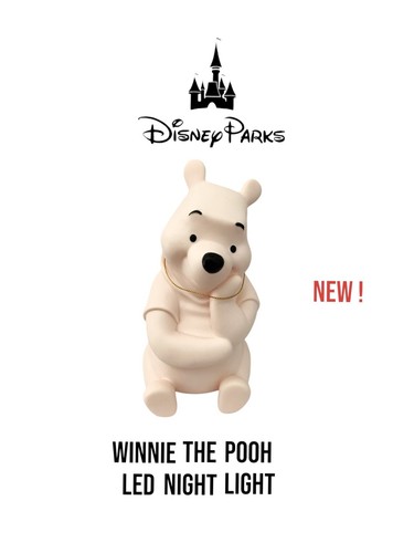Luz nocturna LED Winnie The Pooh de los parques de Disney de 8" - nueva sin etiquetas tiene cordón dorado para el cuello - Imagen 1 de 5
