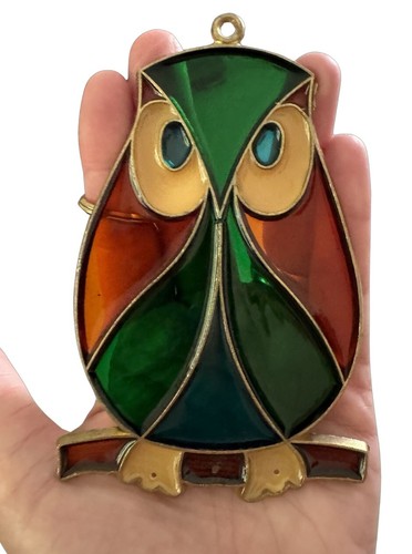 Lot Of 3 Vintage Stained Glass Owls - Trio Of MCM Owls - Picture 2 of 11