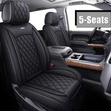 For 2007-2021 Chevy Silverado GMC Sierra 1500 5-Seat Cover Full Set Leather Pad