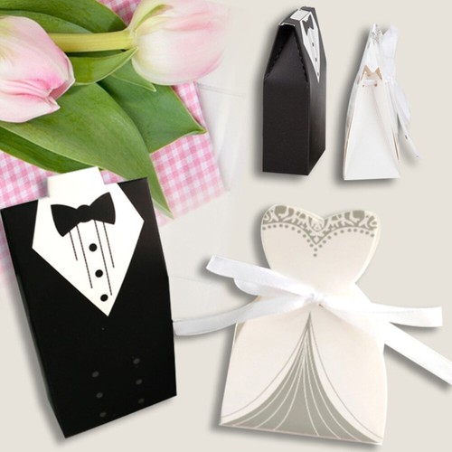 80 Pcs Braut Und Bräutigam -Kleid Hochzeit Candy Box Hochzeits-Süßigkeiten-Fall - Bild 4 von 11