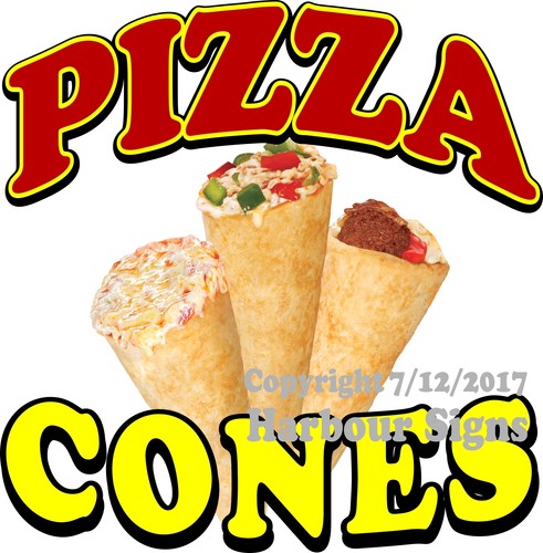 Pizza Cones DECAL (Choose Your Size) Food Truck Concession Vinyl Sign Sticker - Picture 1 of 3