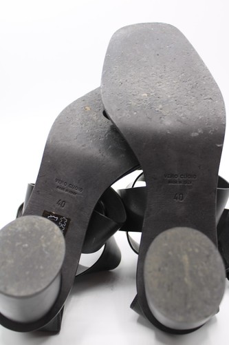 ANN DEMEULEMEESTER Zapatos Mujer 40 Cuero Negro Cuña Sandalia Tacón de Bloque - Imagen 9 de 9