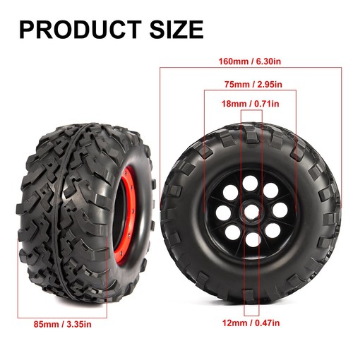 1:8 Scale RC Car Monster Truck Tire 155mm Beadlock Wheel Rim 17mmHex For Traxxas - Picture 7 of 13