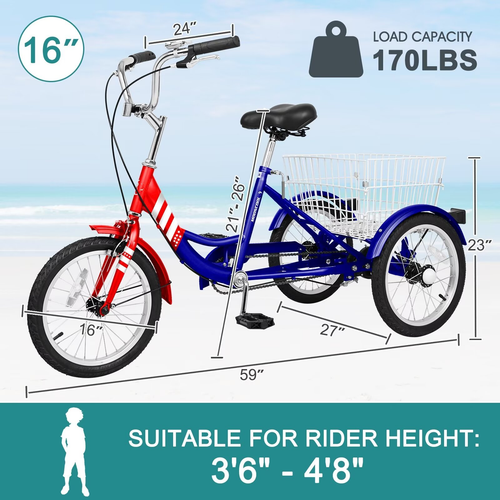 MOONCOOL 16 inch Trike Kids Tricycle Kids Trike Cruiser Bike Single Speed Bike - Picture 53 of 54
