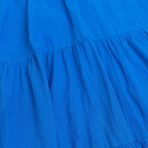 Zara Linen Maxi Dress Womens XS Tiered Cobalt Blue Casual Pullover A-line - Picture 7 of 9