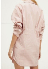 Free People Shirt Dress Mini Pink Button Down Collared Long Sleeve Casual  Dress