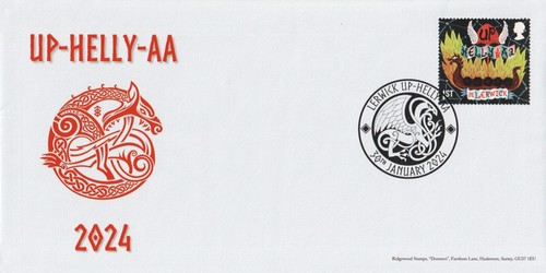 2024 Up-Helly-Aa: Curious Customs Special Hand-Stamp Cover 30-01-24 - Bild 1 von 2