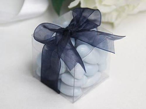 150 6cm square cube Bomboniere favor clear plastic PVC box wedding gift BULK BUY - Foto 1 di 11