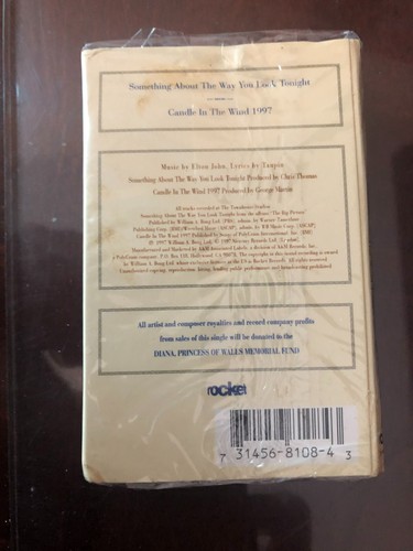 Elton John Candle in Wind, Way You Look Tonight Cassette Princess Diana Memorial - Picture 2 of 2