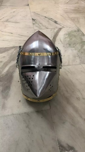 Casque SCA HNB acier médiéval combat bascinet casque visage de cochon casque - Imagen 12 de 12