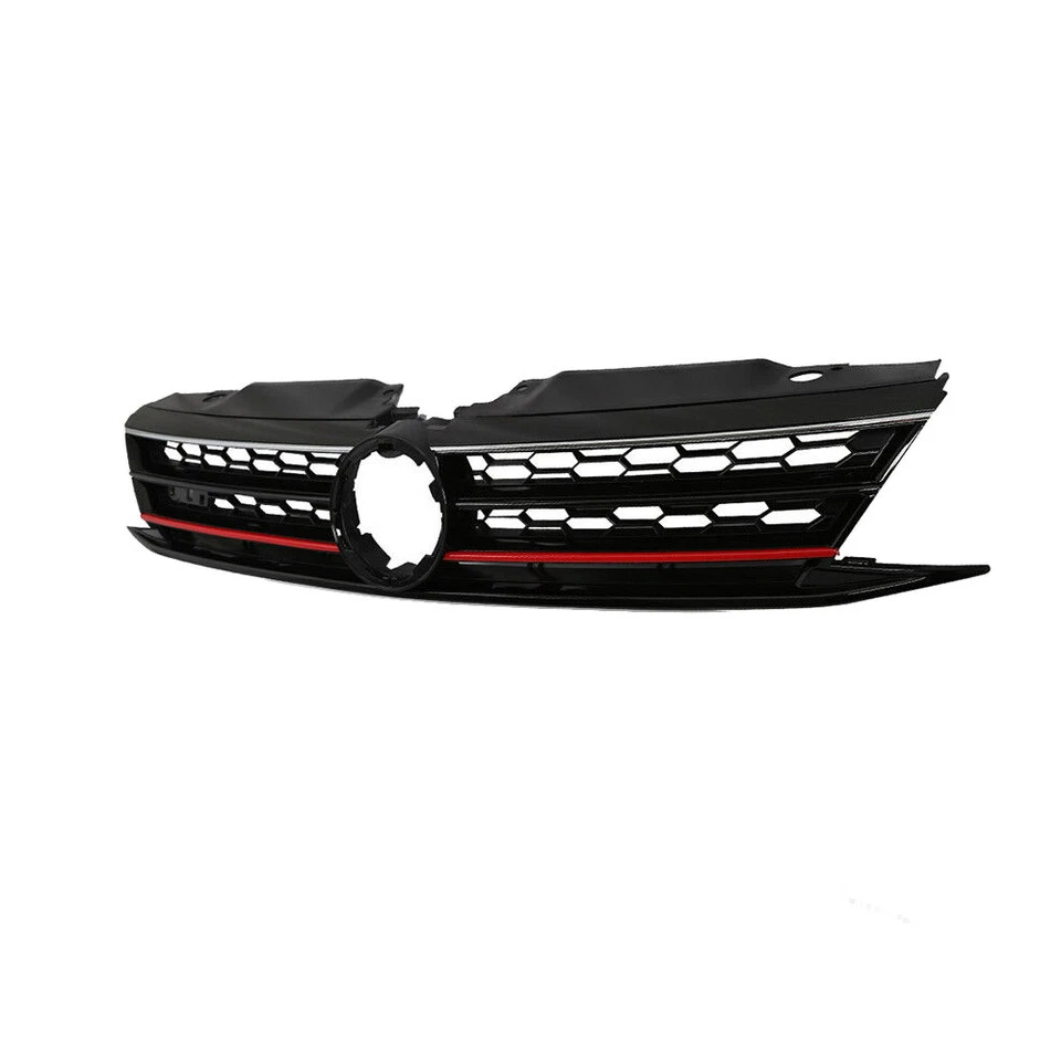 Rejilla superior delantera Fit 2015 2016 2017 Volkswagen Jetta GLI panal con moldura roja Foto 3 de 4