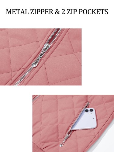 Women's Quilte Padded Jackets Full Zip Warm Outdoor Coats Casual Winter Outwear - Picture 73 of 124