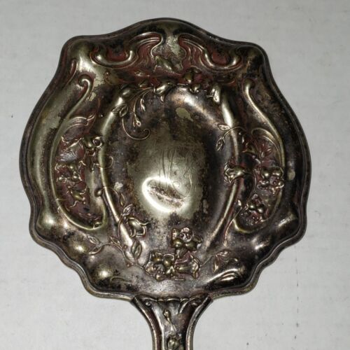 Antik Deutsch Silber Jugendstil Blumenmuster Hand Waschtisch Spiegel gestempelt PAT. 1905 - Bild 16 von 24
