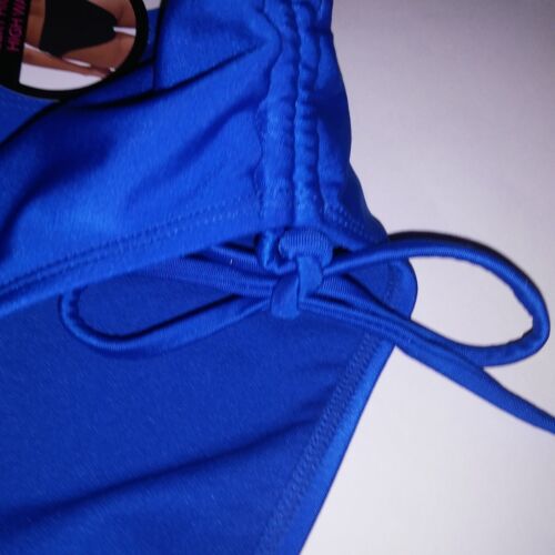 No Boundaries Swim Bikini Bottom Medium 7 9 Blue Solid Cheeky High Waist High Le - Picture 6 of 8