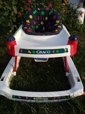 Vintage Tot Wheels Entertainment Baby Walker With Bouncer Color Block Colors