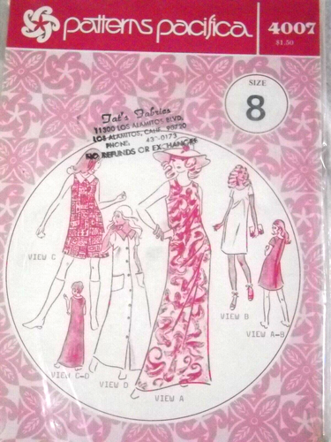 Long and Short Dress Size 8 Patterns Pacifica 4007 Sewing Pattern - Picture 1 of 2