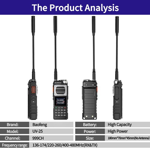 1X Baofeng UV25 FM Walkie Talkie Long Range Tri-power Two Way Ham Radio With Kit - Picture 12 of 15
