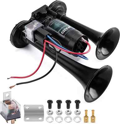 WADEO 12V LKW Hupe 150Db, Super Laut Autohupe Mit Kompressor, Lufthorn Druckluft