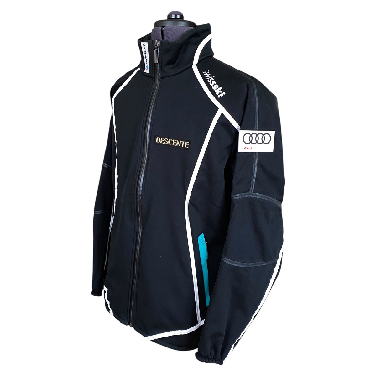 Descente Swiss Ski Team Windbreaker Black Audi Taped Seam Men's