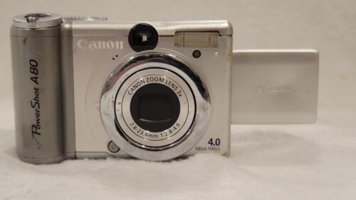 Canon PowerShot A80 Digital Camera - Parts/Repair/Powers On/Worn Mem Card Error