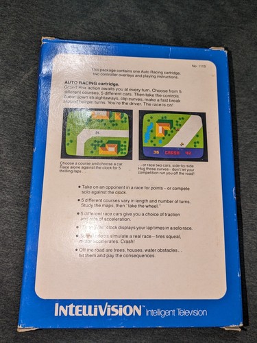 Auto Racing Intellivision Complete W/ Manual & Overlays 1980 Game Cart #1113 - Picture 11 of 11