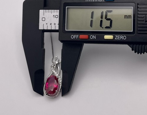 Sterling Silver Lab-Created Ruby & White Sapphire Oval Pendant $200 - Picture 14 of 15