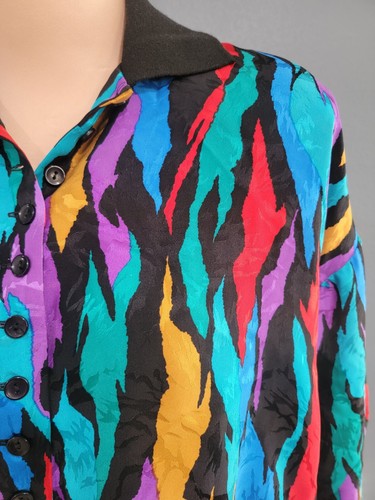 Vintage ADRIANNA PAPELL multicolor pullover silk and knit top S - Picture 3 of 7