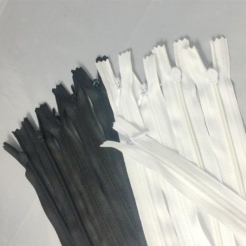10 Pieces White Black Invisible Nylon Closed End Zip Zippers for Sewing 40cm - Picture 3 of 6