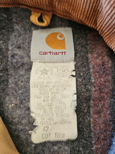 Carhartt Chore Jacket Coat C01 BRN Blanket Lined Mens Size 42 Reg Vintage USA - Picture 14 of 16