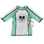 Disney Mickey Mouse Original Rash Guard Kids Swim Shirt 5/6 Green White NWT