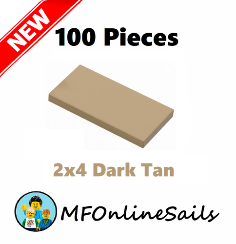 **NEW** 100x Genuine LEGO 2x4 TILES Tile - Dark Tan - 87079 Bulk Smooth - Picture 1 of 4